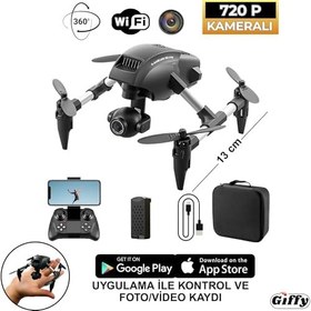 Resim Oyuncak Mini Kameralı Başlangıç Drone Uzaktan Kumandalı Uygulama Kontrollü 72P HD Takla Atan Şarjlı Drone 