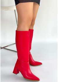 Resim Pabucmarketi Kırmızı Kadın Topuklu Çizme Çok Renkli 
