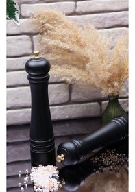 Resim Mat Siyah Tuz Karabiber Değirmeni Baharat Öğütücüsü Büyük Boy 32 Cm 2 Adet Siyah 