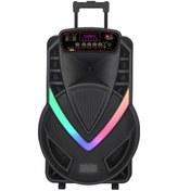 Resim Torima NDR-V12 Mikrofonlu Kumandalı RGB Ledli Taşınabilir Tekerlekli Bluetooth Hoparlör 
