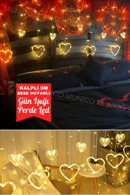 Resim Munico Ses Duyarlı Kalpli Perde Led ile Odalarınıza Zarafet ve Romantizm Katın – 5 Metre Uzunlukta Gün 