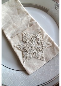 Resim 6 Adet Dekoratif Yıldız Dantelli Kaşıklık Servis Sunum 