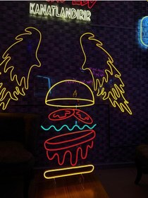 Resim Hamburger Figürlü Neon Tabela Kırmızı 