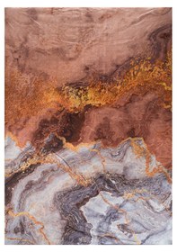 Resim Modern Desenlerde Kadife Dokulu Lastikli Kaymaz Sünger Tabanlı Halı Örtüsü Açık Kahverengi 