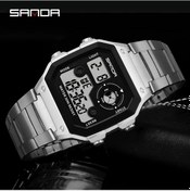 Resim Oldfriend Sanda Erkek Spor Saati Paslanmaz Çelik Kordon 30m Su Geçirmez Kronometre Diğer 