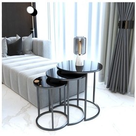 Resim Faymend Ecol Desing Siyah Metal Zigon Sehpa 3 Lü Siyah 