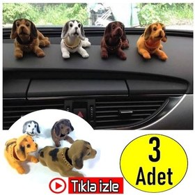 Resim 3 Adet Kafa Sallayan Köpek Araç Aksesuarı Oynar Başlıklı Köpek Ar (457311641) 
