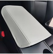 Resim Dashanshop Beyaz Tesla Model Y 2021-2024 Konsol Koruyucu Kapağı - Yumuşak Dokunuşlu 