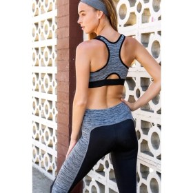 Resim Yeni İnci Siyah Gri (Yoga-Fıtness-Pilates-Koşu) Sporcu Tayt Alt Üst Takım 