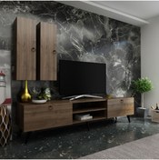 Resim MobilyaFırsat Ideal Tv Ünitesi Duvar Raf Ve Dolaplı Q7822-2 Ceviz 
