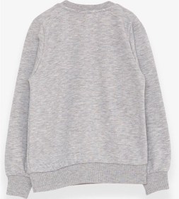 Resim Breeze Erkek Çocuk Sweatshirt Yazı Baskılı 2-6 Yaş, Gri Melanj-gri Melanj Gri Melanj 