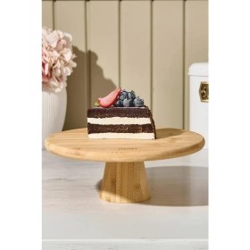 Resim Bambu Yuvarlak Pasta ve Börek Sunumluk Standı -24 x 9,5 cm Doğal ve Şık Servis Tablası 