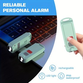 Resim Kadınlar ve yaşlılar için acil durum güvenlik alarmı, 130dB su geçirmez USB şarj edilebilir kişisel alarm anahtarlığı Güçlü yanıp sönen LED ışık 