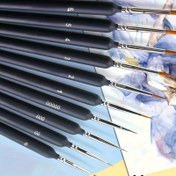 Resim 11 Parça Profesyonel İnce Çizgi Boya Fırçası Seti, Suluboya, Yağlı Boya, Akrilik Boyama için Sansar Kılı Detaylı Fırçalar, Sanatçılar için Dayanıklı Mikro Boya Fırçaları, Ahşap Saplı Çizgi Çizim Araçları 