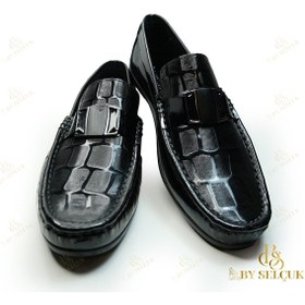 Resim Loafer Günlük Ayakkabı Kroko Modelli Siyah - Siyah 