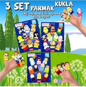 Resim 3 Set - 30 Parça Tox Evcil . Vahşi Hayvanlar Ve Aile Parmak Kukla 