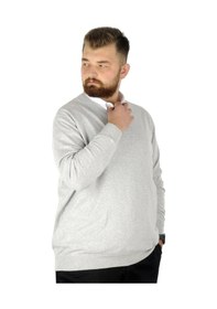 Resim Mode Xl Büyük Beden Kazak V Yaka 22206 Gri 001 