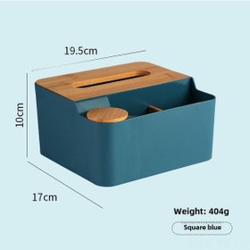 Resim Shineyee Masaüstü Ahşap Ve Plastik Multifonksiyon Organizer - Havlu Ve Kumanda Saklama Kutusu, Minimalist Tasarım, Logo Özelleştirme Mavi 