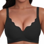 Resim Kadınlar İçin Rahat Kablosuz Sütyen - Dikişsiz Yumuşak V-Yaka Tam Kapsama, Çıkarılabilir Pedli, Günlük ve Ev Giyimi için Nefes Alabilen Bralette, Makinede Yıkanabilir, Dikişsiz Sütyen, Şık İç Çamaşırı, Yumuşak Kumaş Yapısı 