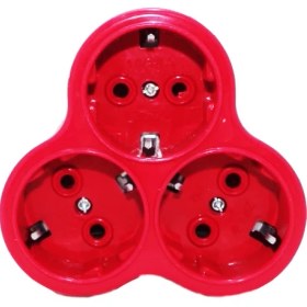 Resim Akım Topraklı Fişli Kırmızı Üçlü Priz Golyat 