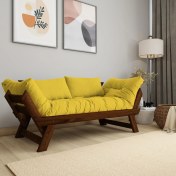 Resim Woodesk Adalar Masif Ceviz - Sarı İkili Kanepe 