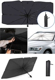 Resim Mega Oto Market Oto Araba Güneşlik Şemsiye Tip Ön Cam Güneş Önleyici Katlanabilir 140cm X 75cm 