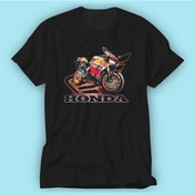 Resim Honda Motor Siyah Baskılı Tshirt Modeli 