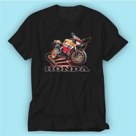 Resim Honda Motor Siyah Baskılı Tshirt Modeli 