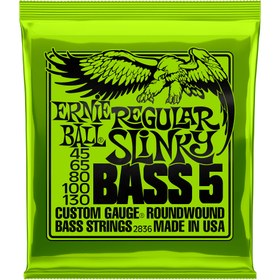 Resim Ernie Ball 2836 Regular Slinky 5-String Nickel Wound Bas Gitar Teli (45-130) 