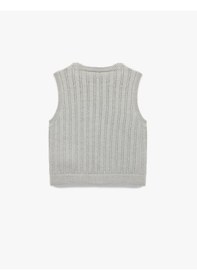Resim Koton Ajurlu Kolsuz Bisiklet Yaka Triko Süveter Gri 6wkg90015ht Gri 