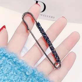 Resim Taklit Elmas Süsleme ile Paslanmaz Çelik Güvenlik İğneleri, 1/2 adet Moda Giyim Kilit Broşlar, Kadınlar için Kaymaz Ayarlanabilir Pantolon Toka İğneleri 