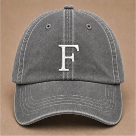 Resim "f" Harfi Isimlere Özel Tasarım Nakışlı Vintage Yıkamalı Beyzbol Şapkası 