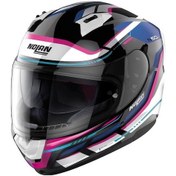 Resim Nolan N60-6 Lancer 065 Kapalı Kask Beyaz Mavi Pembe Siyah 