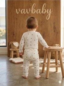 Resim Vavbaby 2li Desenli %100 Pamuklu Kız Bebek Body Pantolon Takım-beyaz Beyaz 