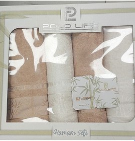 Resim Polo Life 4 Parça Bamboo Hamam Seti Büyük Boy , Banyo Havlu Takımı-krem Sütlü Kahve Krem - Kahverengi 