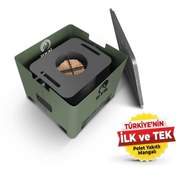 Resim İFYIL Vera Pelet Yakıtlı Dumansız Sağlıklı Döküm Izgaralı Mangal & Barbekü (2 Kg Pelet Hediyeli) - Yeşil 