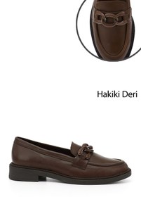 Resim GÖNDERİ(R) Kadın Kahve Antik Tokalı Hakiki Deri Loafer Ayakkabı 