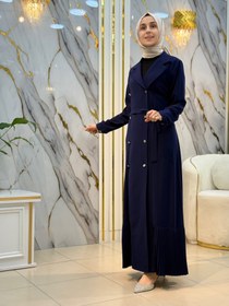 Resim NY MEHLİKA DÜĞME DETAYLI BAĞLAMALI FERACE ELBİSE 25004 - Lacivert / 42 