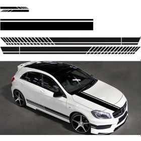 Resim Sones D-936 Şerit Desenli Araba Modifiyeli Dekoratif Etiket Siyah 