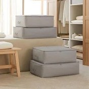 Resim 4'lü Gri Balıksırtı Baza Altı Hurç Set 2 Adet 62 X 46 X 22 / 2 Adet 74 X 46 X 22 Cm Ocean Home Textile