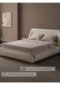 Resim Anna Delux Çift Kişilik Çok Amaçlı Yatak Örtüsü Seti Gri Pamuk Nevresim Takımı Günlük 220x240 Bej 