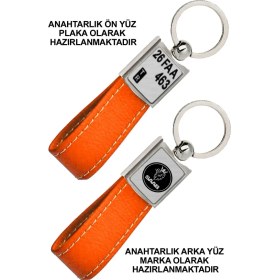 Resim Promosyon Denizi Ön Yüz Saab Logolu Arka Yüz Plakanıza Özel Turuncu Anahtarlık 
