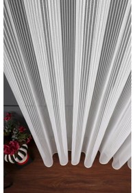 Resim Caserta 321 Casa Lüx Tek Burgulu Çizgili Beyaz Düz Tül Perde 1.sınıf Premium Kalite Beyaz 