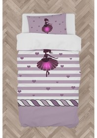 Resim Mekta Home Bebek Ve Çocuk Odası Çizgili Kalpli Prenses Kız Desenli Nevresim Takımı 