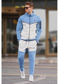 Resim Madmext İndigo Fermuarlı Erkek Eşofman Takımı 5697-indigo İndigo 