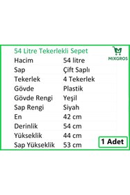 Resim MİXGROS Tekerlekli Plastik Market Alışveriş El Sepeti 54 Litre Yeşil 1 Adet 
