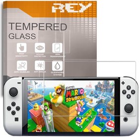 Resim REY Nintendo Switch OLED için kırılmaz cam koruyucu folyo, 9H+ sertlik, çizilmez, yağ tutmaz, kabarcık yapmaz 