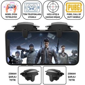 Resim Polham Tüm Telefonlara Uygun Pubg Ve Call Of Duty Uyumlu Şarjlı Oyun Tetiği Hızlı Ateş Ve Hassas Nişan 