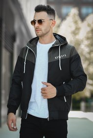 Resim Believe Baskılı Suya Dayanaklı Slim Fit Erkek Mevsimlik Mont Yağmurluk - SIYAH / S 