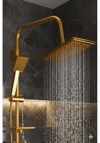Resim 0590-12 Robot Duş Takımı El Ve Tepe Başlıklı Duş Seti Siyah Beyaz Krom Gold Renkler Gold 